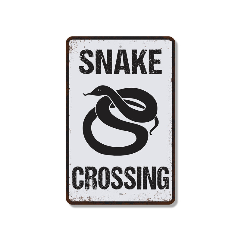 Snake Crossing 10 Inch x 14 Inch Plastic Sign, 10" H x 14" W x 0.1" D