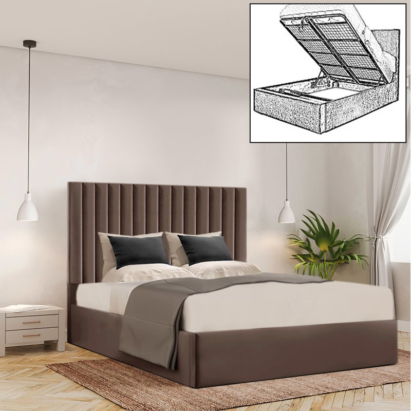 Ayreanna Upholstered Ottoman Storage Bed, Single (3'), Mole