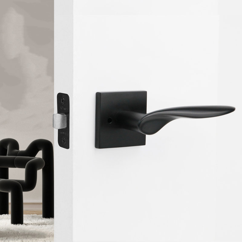 Poignée de porte moderne Lafayette, Noir mat, Droite, Intimité