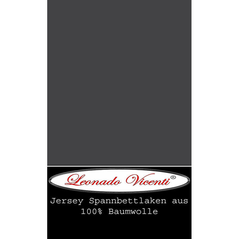 100% Cotton Jersey Knit Fitted Sheet, Anthracite, European Double (140 x 200cm)