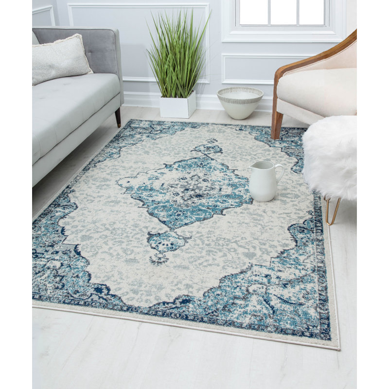 Tapis rétro Hailey Bluebonnet, Rectangle 8 pi x 10 pi