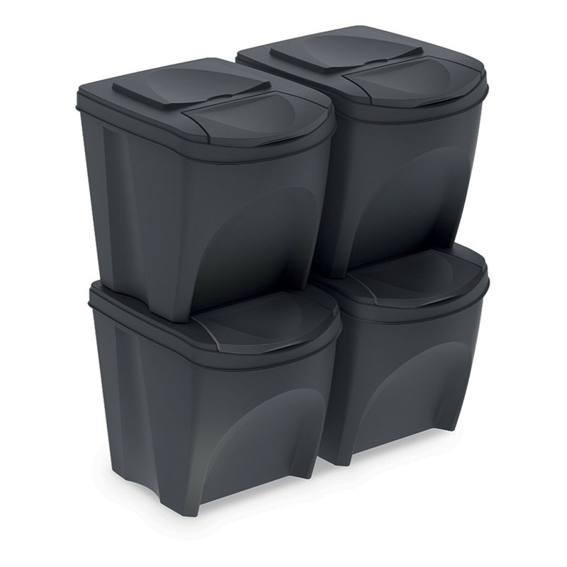 Plastic Manual Lift Kitchen Trash Can - 100L, Black