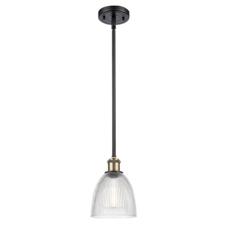 Luminaire suspendu en forme de cloche 1 lumière Whipple, Ampoule non incluse, Transparent, Laiton antique noir
