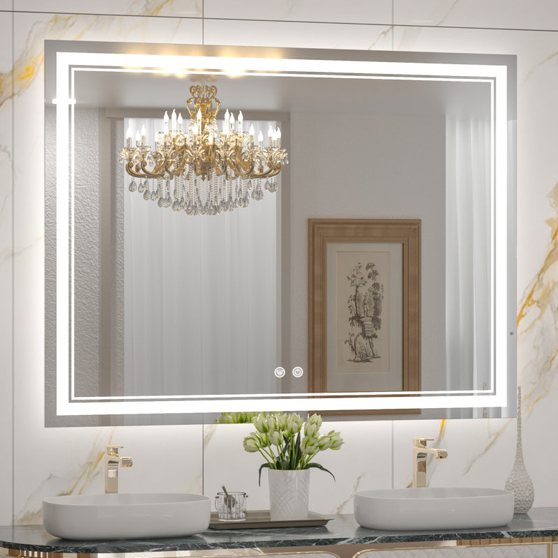 Johnn LED Lighted Bathroom Vanity Mirror 3 Color Dimmable Light & Anti-fog Wall Mirror, 36" x 48"