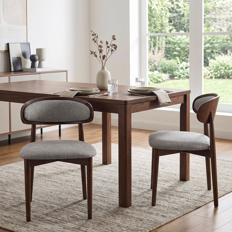 Chaise de salle à manger nordique en tissu à dossier incurvé, Grey
