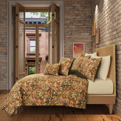STAINED GLASS KING/CAL KING 3PC. QUILT SET