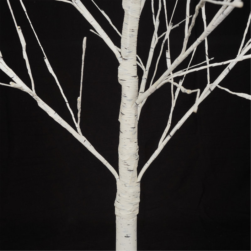 Ensemble de bouleau illuminé, arbre artificiel 4 lumières, 48 ​​lumières DEL / 5 pi 72 lumières DEL / 6 pi, 96 lumières DEL blanc chaud, arbre de Noël pour la décoration intérieure et extérieure