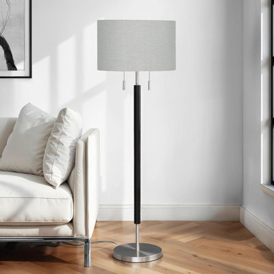 Lighting, 60"H, Nickel Metal, Grey Shade, Contemporary