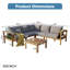 Ensemble de conversation modulaire en bois d'acacia avec 4 coussins-1714520556