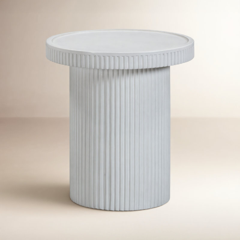Giaimo Concrete Top End Table, White