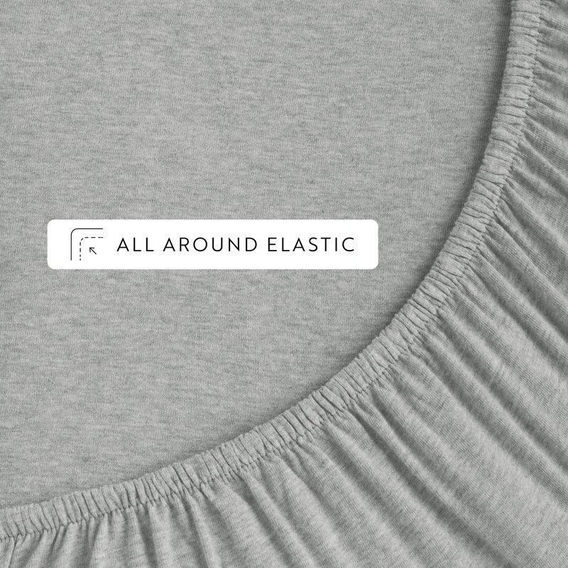 Ensemble de draps en jersey 4 pièces 100% coton, Gris clair, Ensemble de draps pour lit simple TG + un drap-hou
