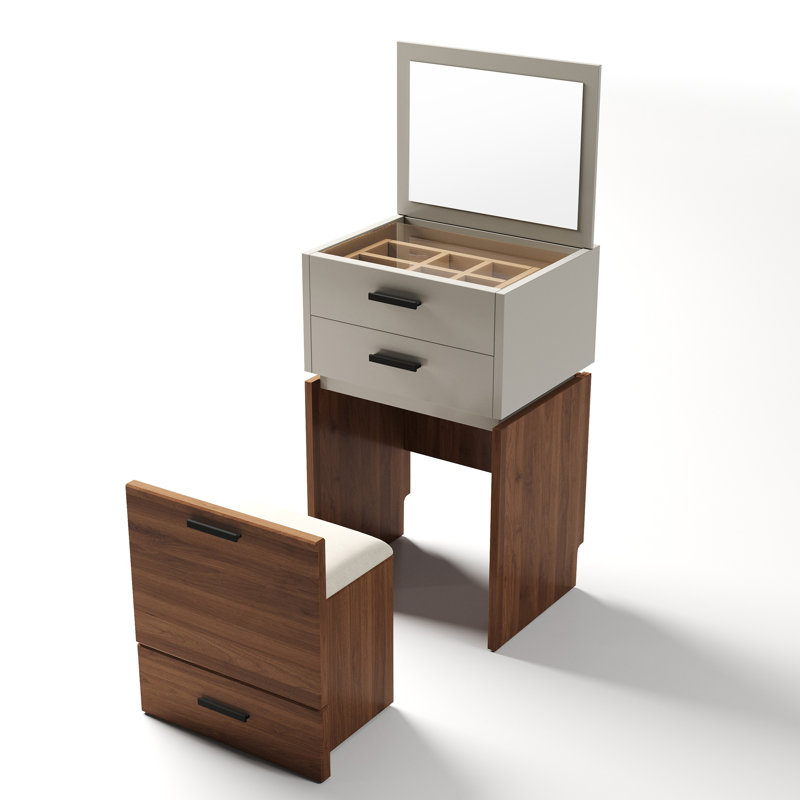 Petite coiffeuse 3 en 1 avec miroir Soraide