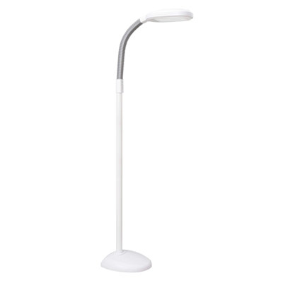 Lampe sur pied moderne à spectre complet SmartLight avec luminosité réglable, col de cygne flexible et commandes faciles - Réduit la fatigue oculaire et la fatigue - Idéal pour la lecture, les artistes et l'artisanat (blanc)