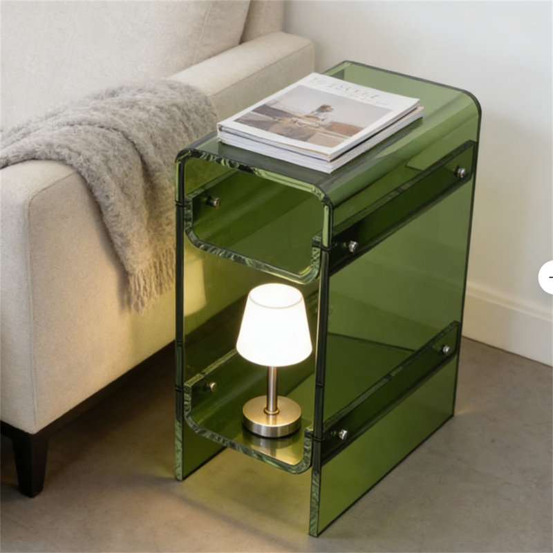 8.7''  Narrow Acrylic Side Table, Green