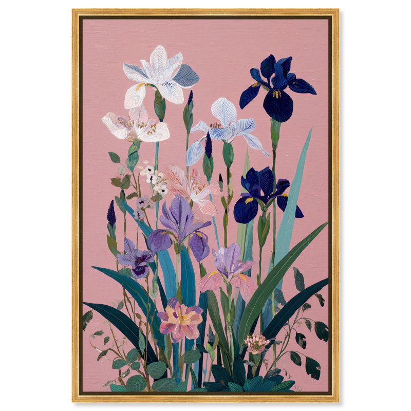 «Iris Garden II», reproduction d'art sur toile par Art Remedy, cadre doré, 36 x 54, H 55 po x l 37 po, Encadrement doré