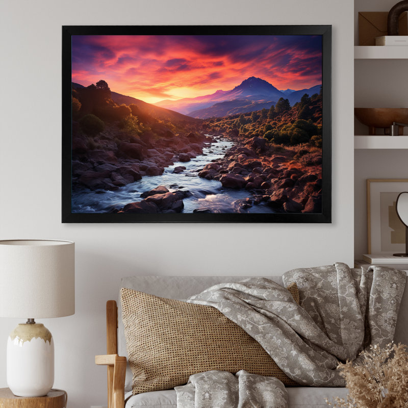 Spain Sunrise Over Teide National Park I - Nautical & Beach Wall Art Prints, H 30 po x l 40 po x P 1,5 po, Cadre simple noir
