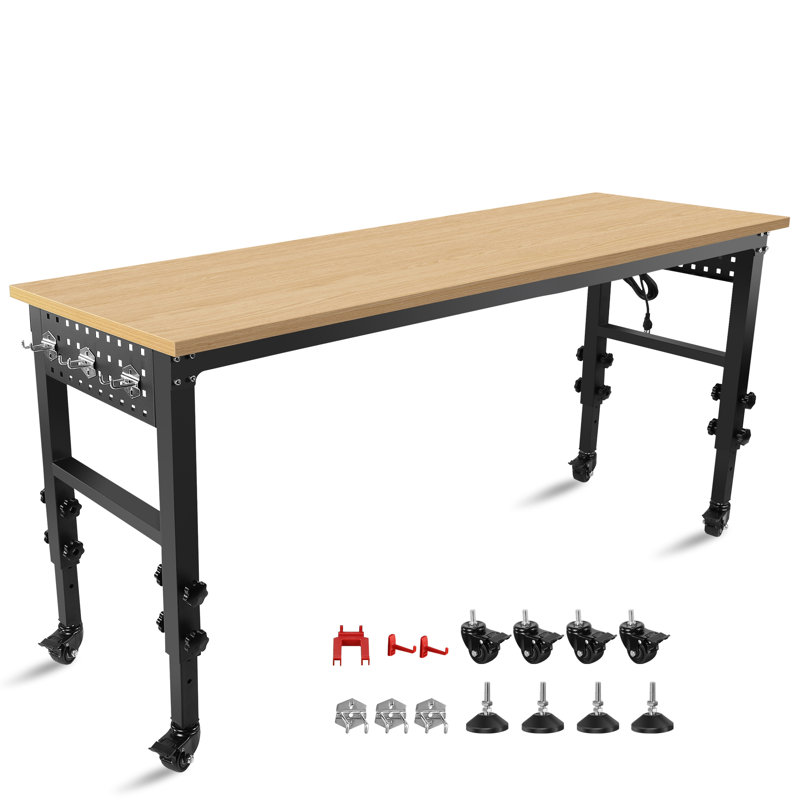 Établi à hauteur réglable avec roulettes, H 40 po x l 72 po x P 24 po