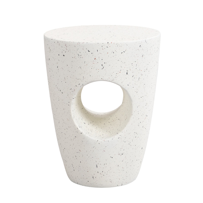 Table d'appoint 14,5 po en oxyde de magnésium beige - robuste, pour la table intérieure / extérieure