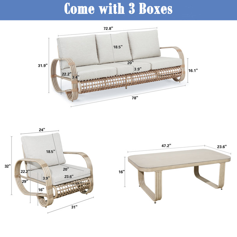 Spy 4 Piece Sofa Seating Group with Cushions