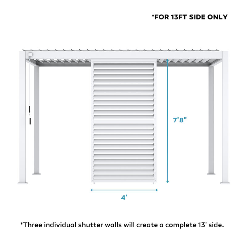Volet réglable en aluminium 111 (accessoire pour pergola), Blanc, H 94 po x l 48 po x P 0,249 po