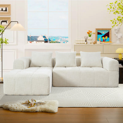 Kaneki 98.42"W 2 Piece Compression Boneless Chenille Modular LAF Sectional, Chaise Lounge Sofa