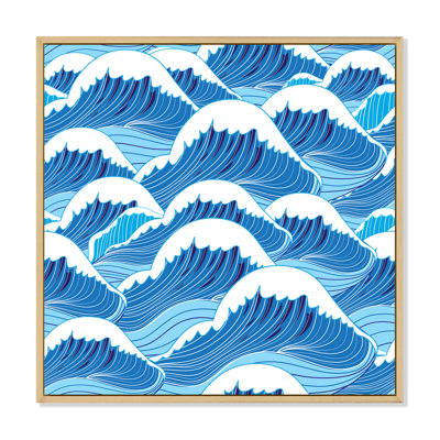 Abstrait bleu clair, vagues de la mer - reproduction d'art sur toile nautique et côtière