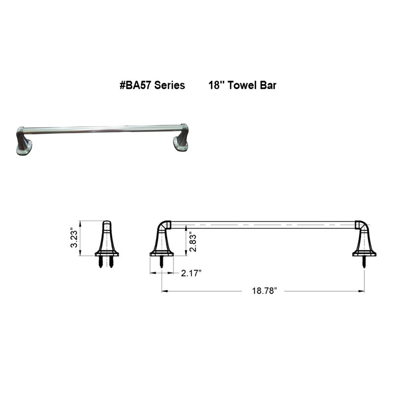 Barre à serviettes murale 18" Belding, Nickel satiné