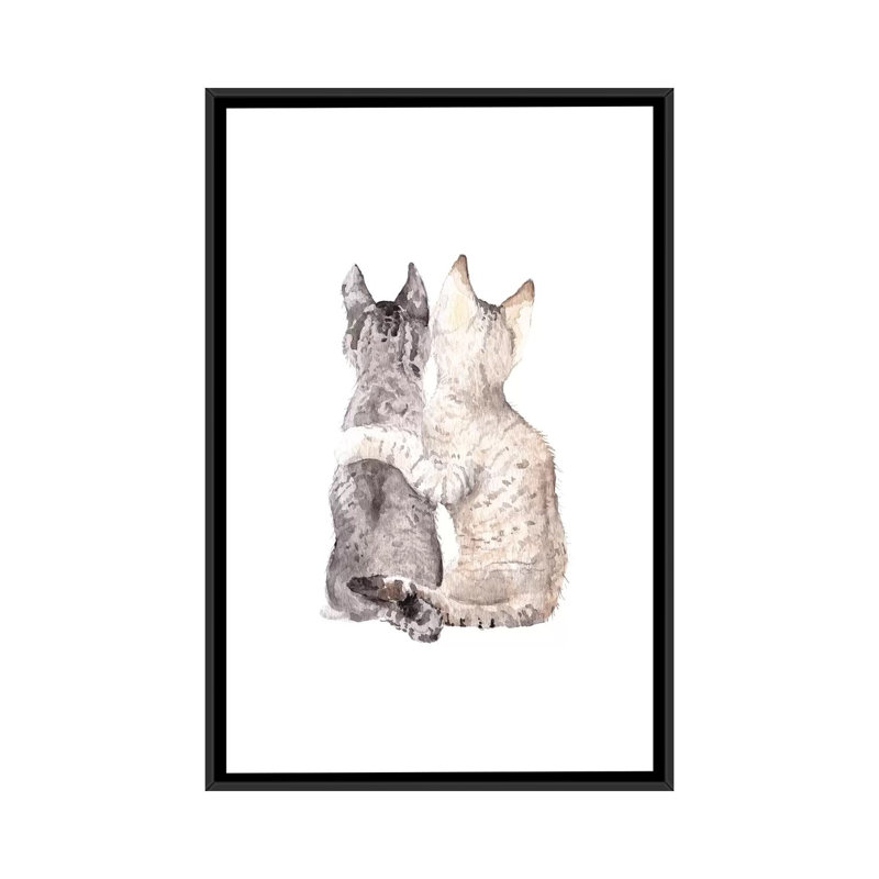 « best friends »-impression sur toile tendue, H 26 po x l 18 po x P 1,5 po, Toile avec cadre noir, Pas de tapis