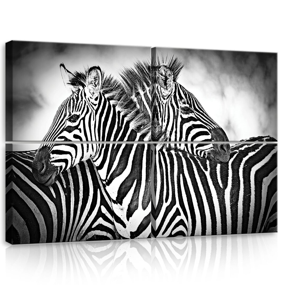 4-tlg. Leinwandbilder-Set Zebras