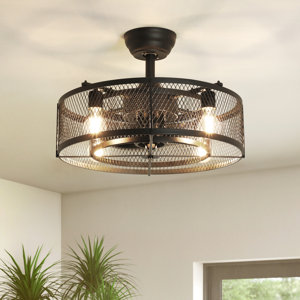 12.2" Elyja 8 - Blade Caged Ceiling Fan with Remote Control and Light Kit Included