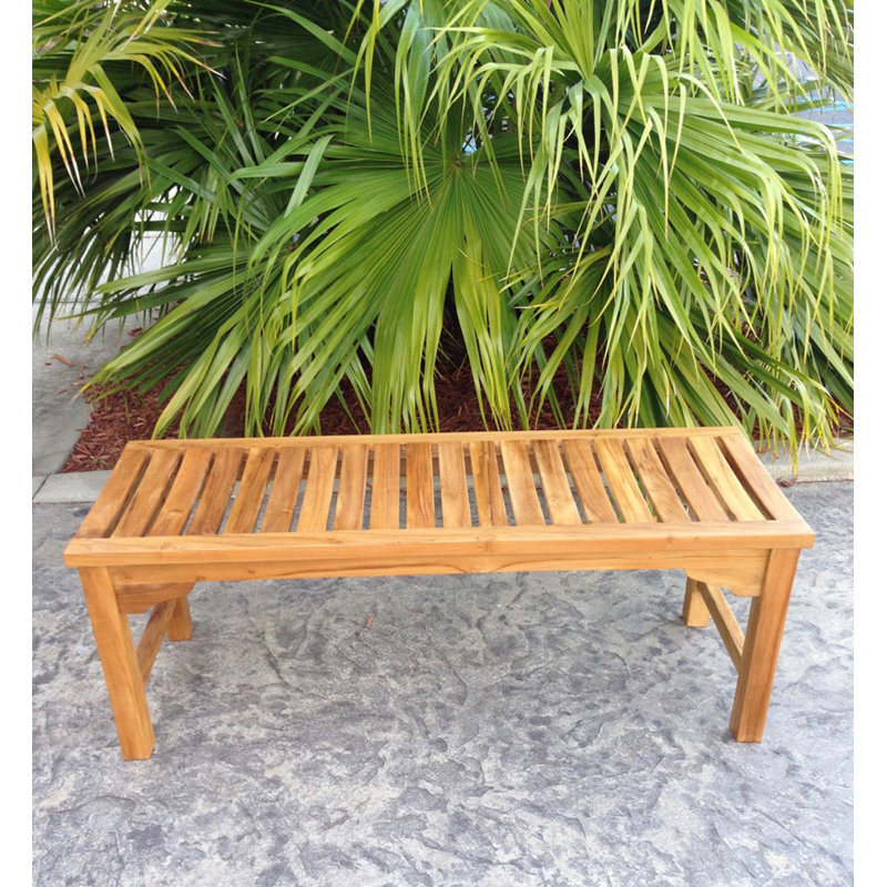 Santa Monica Outdoor Teak Dining Bench, 18" H x 49" W x 21" D