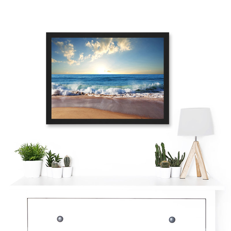 Photo Seascape Beach Sand Ocean Surf Waves - Single Picture Frame Art Prints