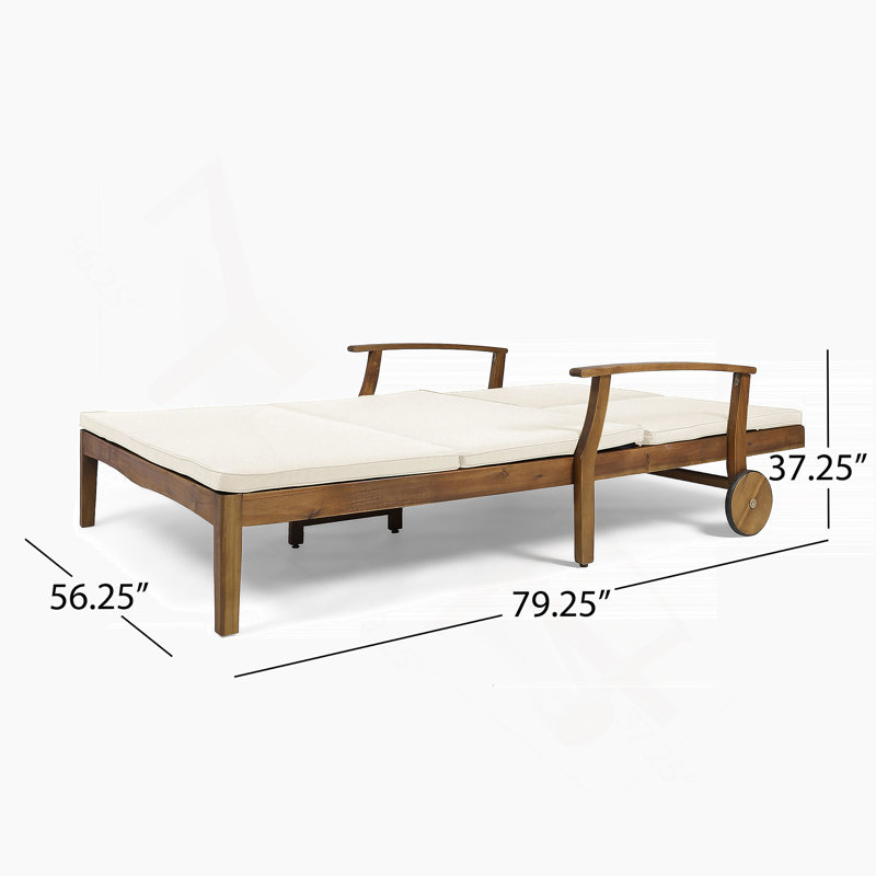 Double chaise longue de patio avec coussin, Crème