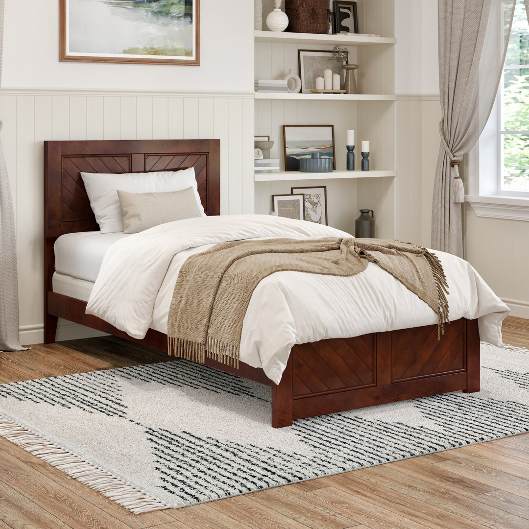 Jeilynn Solid Wood Foundation Bed Frame with Matching Footboard Red Barrel Studio® 