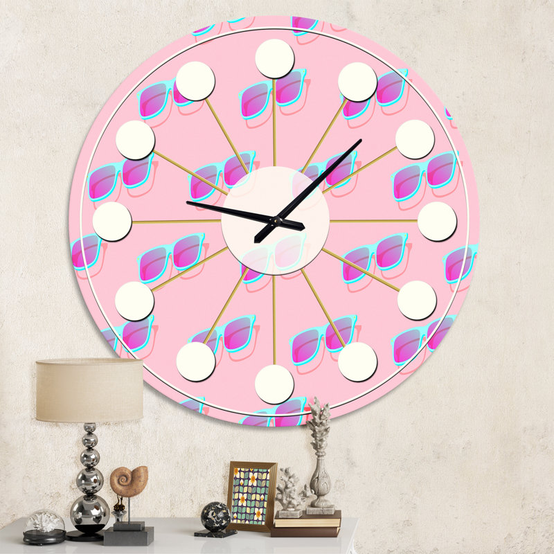 Horloge murale rose Mid-Century, Moyenne