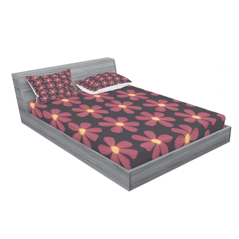 Microfiber Paisley Sheet Set, Queen Sheet Set with Fitted Sheet, Ornamental Flowers Paisley