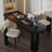 Black U-Shaped Solid Wood desk-108513281