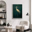 Oiseau aigrette vert rétro, photos de salle de bain rustique moderne, impression sur toile encadrée-115240905-115240912-115240913