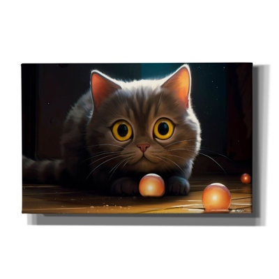 Toile épique «Grey Cat» par Momart, graffiti épique, 40 po x 26 po