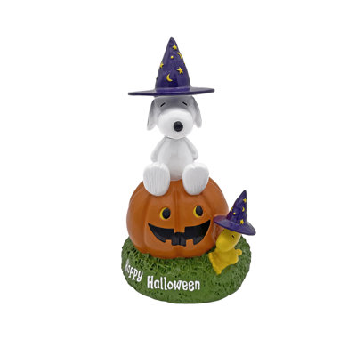 Peanuts Snoopy and Woodstock on Jack-O-Lantern Garden Statue