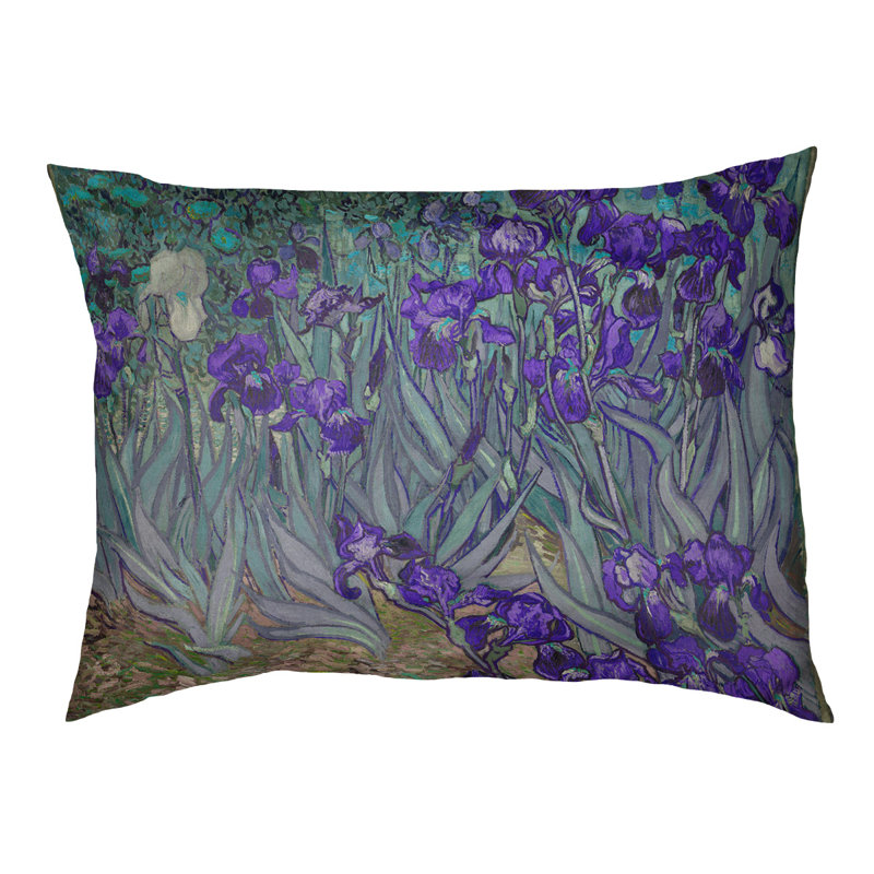 Coussin stylisé irises Burk, L 42 po x l 52 po, Mauve / Brun foncé