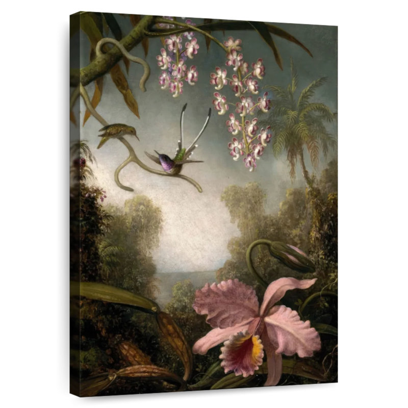 Orchidées Harnek avec colibri, H 51 po x l 34 po