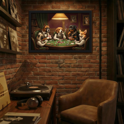 Animals Dogs Playing Poker In Elegant Room