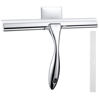 Raclette de douche tout usage pour portes de douche, verre de salle de bain, fenêtre et voiture - Acier inoxydable, 10 pouces