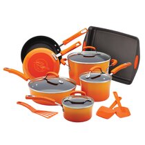 BATE Kitchen Cookware Set, 6 PCS Nonstick Pot and Pan Set-Wok, Soup, Milk Pot  Set Orange 