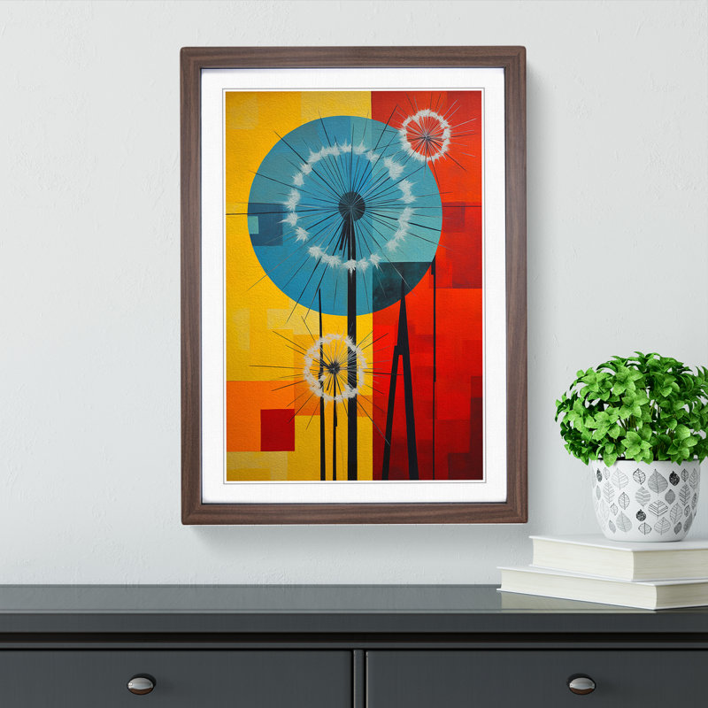 Dandelion Constructivism - Framed Print, Walnut Framed, 64cm H x 46cm W
