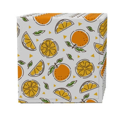 Fabric Textile Products, Inc. Napkin Set Of 4, 100% Cotton, 20X20", Juicy Tangerines