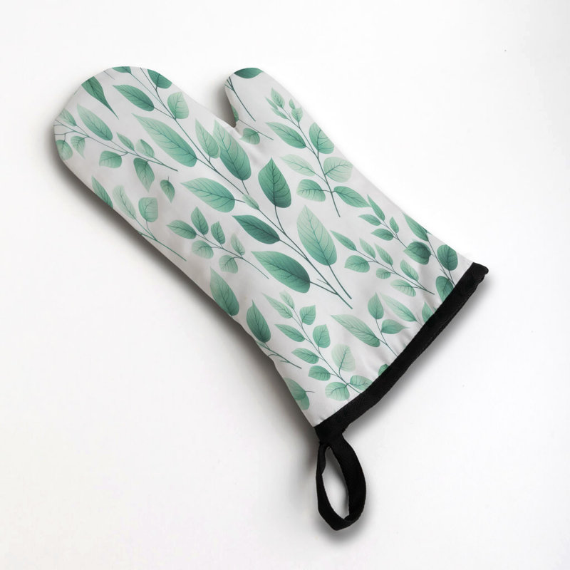 Mint Leaf Serenity Oven Mitt Cotton Twill
