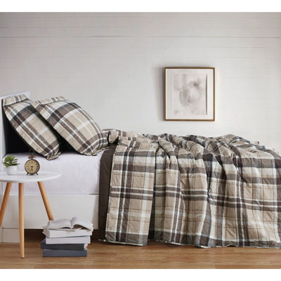 Polyester Plaid Quilt Set