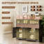 Buffet, buffet avec 4 portes de grange et 3 tiroirs brun foncé-649954254